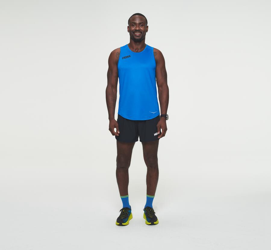 Hoka One One Performance Tank Top Herr - Blå - PSWJE-4678